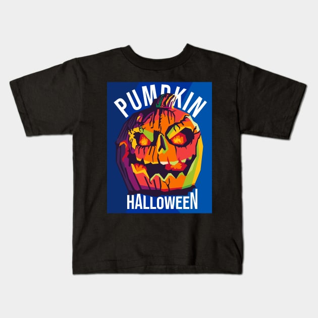 halloween pumpkin spooky Kids T-Shirt by cool pop art house